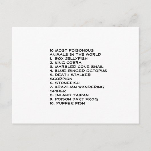 giftige dieren briefkaart (Voorkant)