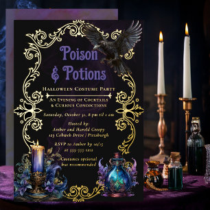 Giftige Dranken & Toverdranken Halloween Feestje Folie Uitnodiging