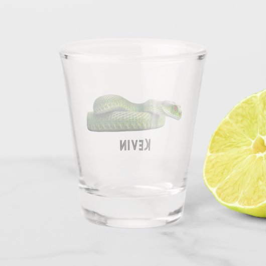 Giftige groene slang met Jouw naam Shot Glas (Achterkant)