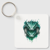Giftige Groene Slang Watercolorspat Keyring Sleutelhanger (Voorkant)