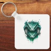 Giftige Groene Slang Watercolorspat Keyring Sleutelhanger (Voorkant)