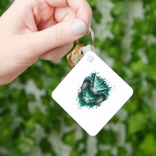 Giftige Groene Slang Watercolorspat Keyring Sleutelhanger (Hand)