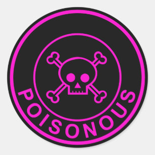 Giftige roze zwarte cirkel schedel sticker