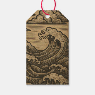 GIFTLABEL JAPANSE GOLVEN EN WOLKEN IN NEUTRALEN CADEAULABEL