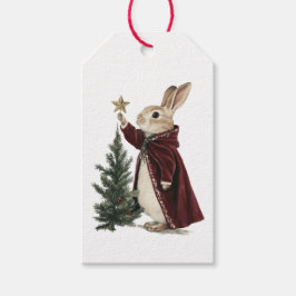 GIFTLABEL KONIJN EN KERSTBOOM CADEAULABEL
