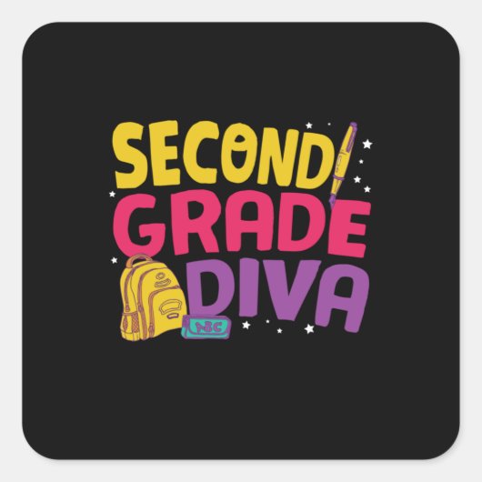 Gifts 2e leraar | Tweede rang Diva Vierkante Sticker (Voorkant)