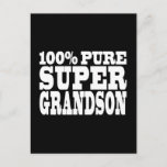 Gifts 4 Grandsons : 100% pure Superkleinson Briefkaart<br><div class="desc">100% Pure Super Grandson is een grappige, positieve, leuke en alternatieve reeks cadeaus en producten voor grootzonen: aangeboden in oogstende, altijd modieus en stijlvol, klassiek zwart-wit; a in grote , vriendelijke tekst / lettertype . Geef de grootste kleinzoon ter wereld een grappig, origineel geschenk, door haar een 100% pure Super...</div>