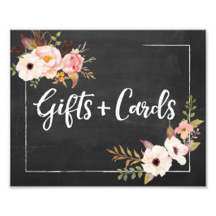 Gifts and Kaarten Rustic Floral Wedding Sign Foto Afdruk