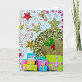 Gifts and Stars Holiday Greeting Kaart