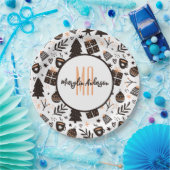 GIFTS CHRISTMAS TREES & ORNAMENS PATTERN MONOGRAM PAPIEREN BORDJE (Feest)
