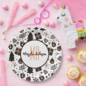 GIFTS CHRISTMAS TREES & ORNAMENS PATTERN MONOGRAM PAPIEREN BORDJE (Feest)