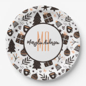 GIFTS CHRISTMAS TREES & ORNAMENS PATTERN MONOGRAM PAPIEREN BORDJE (Voorkant)