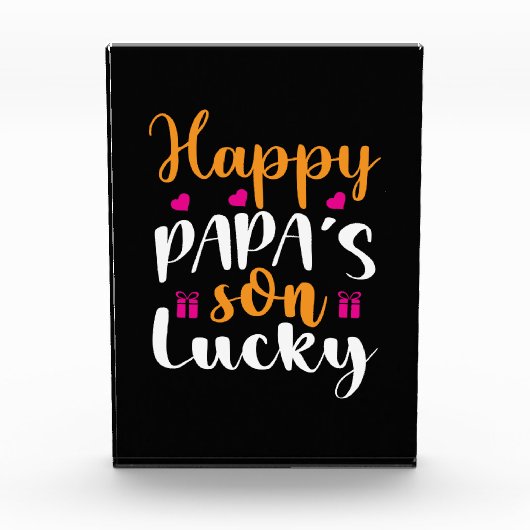Gifts Dad | Happy Papa's Son Lucky Fotoblokken (Voorkant)