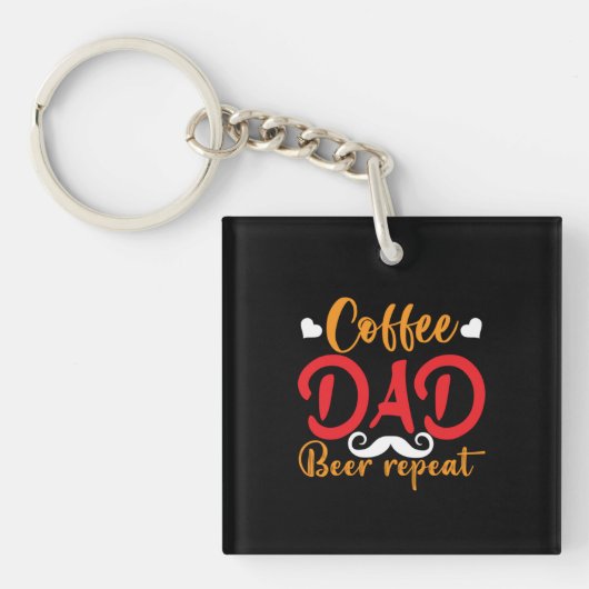Gifts Father | Koffie paps herhalen Sleutelhanger (Voorkant)