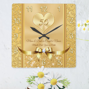 Gifts for Parents 50th Wedding Jubileum Clock Vierkante Klok