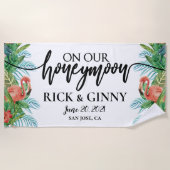 Gifts for Passen getrouwd Honeymoon - op onze huwe Strandlaken (Voorkant)