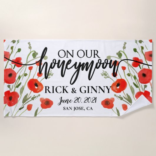 Gifts for Passen getrouwd Honeymoon - Poppy Flower Strandlaken (Voorkant)