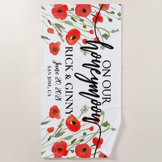 Gifts for Passen getrouwd Honeymoon - Poppy Flower Strandlaken (Voorkant)