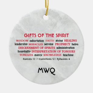 GIFTS HOLY SPIRIT   Monogram   CHRISTELIJK Keramisch Ornament