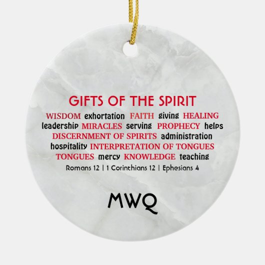 GIFTS HOLY SPIRIT | Monogram | CHRISTELIJK Keramisch Ornament (Voorkant)