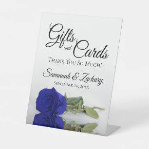 Gifts & Kaarten Royal Blue of Cobalt Roos Dank u w Reclamebord Met Voetstuk