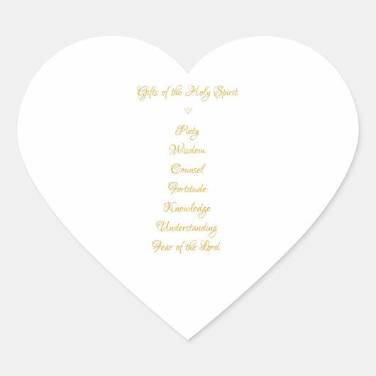 Gifts of the Heilige Geest in 3D Kijk Golden Scrip Hart Sticker (Voorkant)