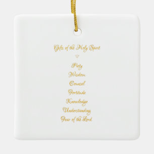 Gifts of the Heilige Geest in 3D Kijk Golden Scrip Keramisch Ornament