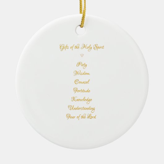 Gifts of the Heilige Geest in 3D Kijk Golden Scrip Keramisch Ornament (Voorkant)