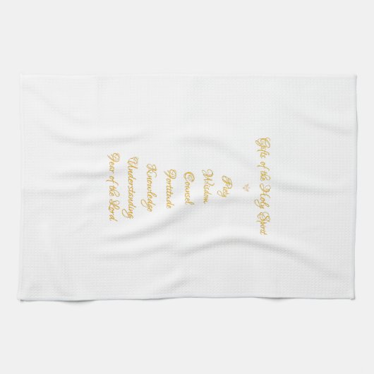 Gifts of the Heilige Geest in 3D Kijk Golden Scrip Theedoek (Horizontaal)