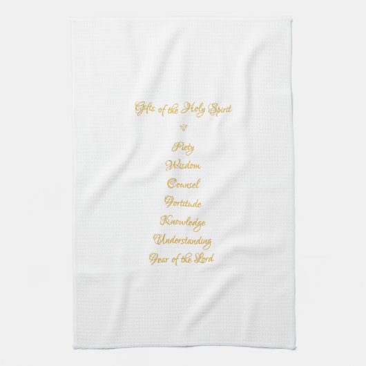 Gifts of the Heilige Geest in 3D Kijk Golden Scrip Theedoek (Verticaal)