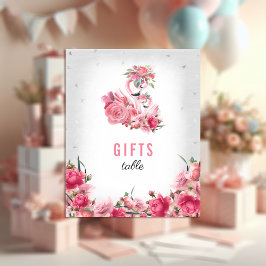 Gifts Sign Baby shower Silver Flamingo Ballerina Poster