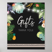 Gifts Table Luau Tropical Birthday Shower Sign Poster (Voorkant)
