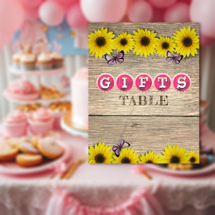Gifts Table Sign Sunflower Roze Baby shower Poster