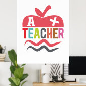 Gifts Teacher | A plus leraar Poster (Thuiskantoor)
