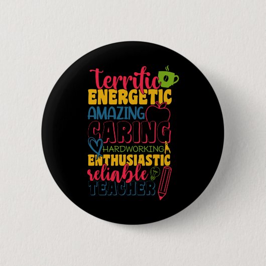 Gifts Teacher | Amazing Caring Teacher Ronde Button 5,7 Cm (Voorkant)