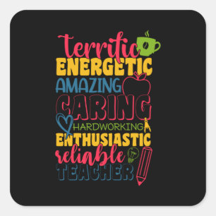 Gifts Teacher Amazing Caring Teacher Vierkante Sticker