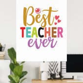 Gifts Teacher | Best Teacher Ever Poster (Thuiskantoor)