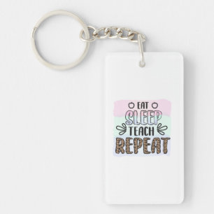 Gifts Teacher Eat Sleep Teachs Herhalen Sleutelhanger