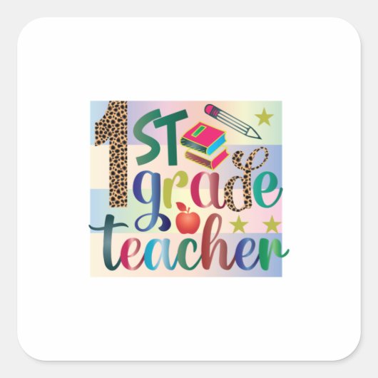 Gifts Teacher | Eerste graad leraar Vierkante Sticker (Voorkant)