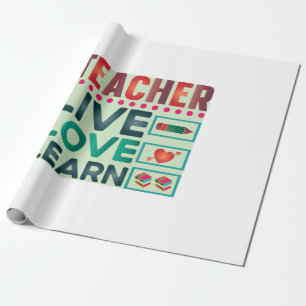 Gifts Teacher Leerling leraar Live Love Cadeaupapier