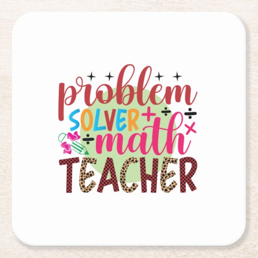 Gifts Teacher | Problem Solver Math Teacher Kartonnen Onderzetters (Voorkant)
