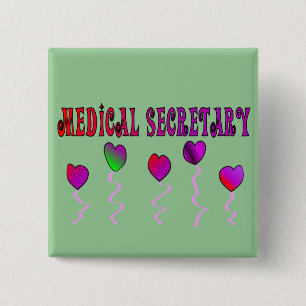 Gifts van de medisch secretaris vierkante button 5,1 cm