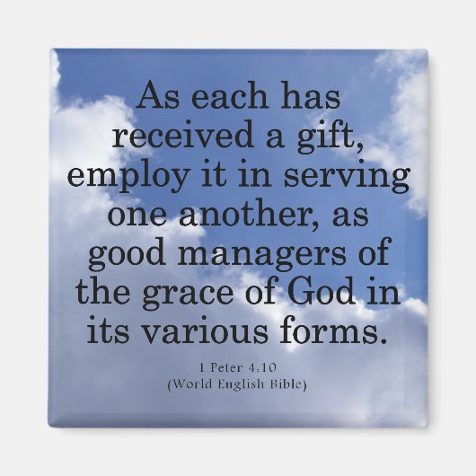 Gifts van God 1 Peter 4:10 gebruiken Magneet (Voorkant)