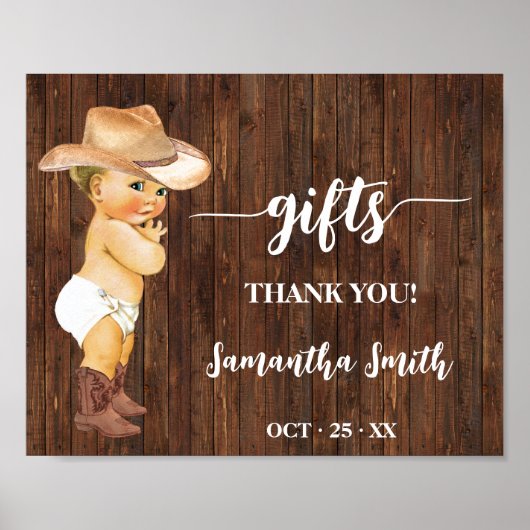 Gifts Western Baby shower Kleine Cowboy Poster (Voorkant)