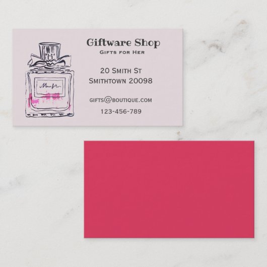 Giftware of online cadeauwinkel parfumefles visitekaartje (Voorkant / Achterkant)