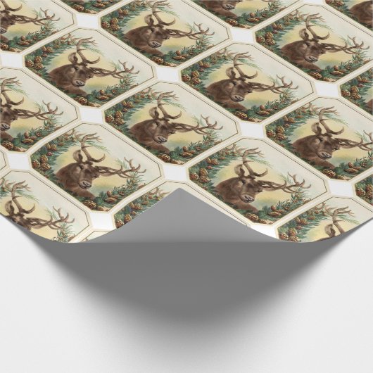 Giftwrap:  Evergreen Stag Cadeaupapier (Hoek)