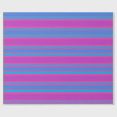 Giftwrap Magenta, Blauw, Paarse strepen Patroon Cadeaupapier (Vlak)