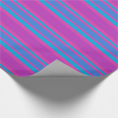 Giftwrap Magenta, Blauw, Paarse strepen Patroon Cadeaupapier (Hoek)