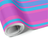 Giftwrap Magenta, Blauw, Paarse strepen Patroon Cadeaupapier (Rol Hoek)