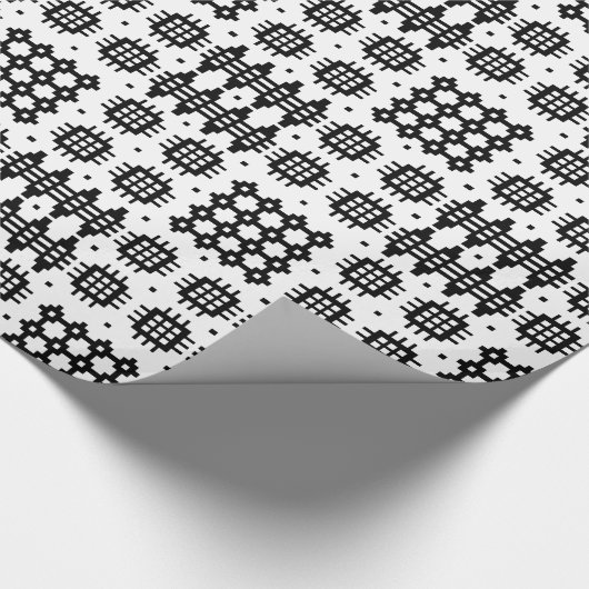 Giftwrap: Welsh Tapestry Pattern, Black and White Cadeaupapier (Hoek)